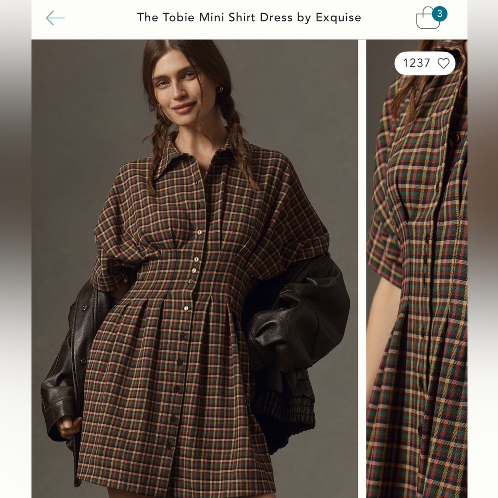 Anthropologie Plaid Tobie Mini Dress